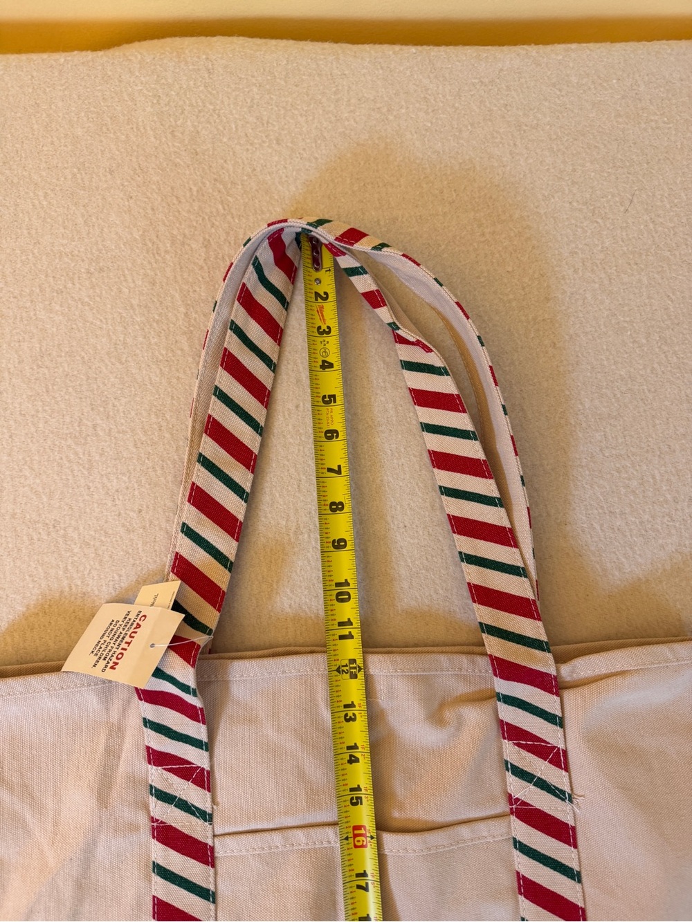NWT Disney World Holiday Canvas Tote Bag 1971 Red Green Striped Christmas Tote - Picture 5 of 10
